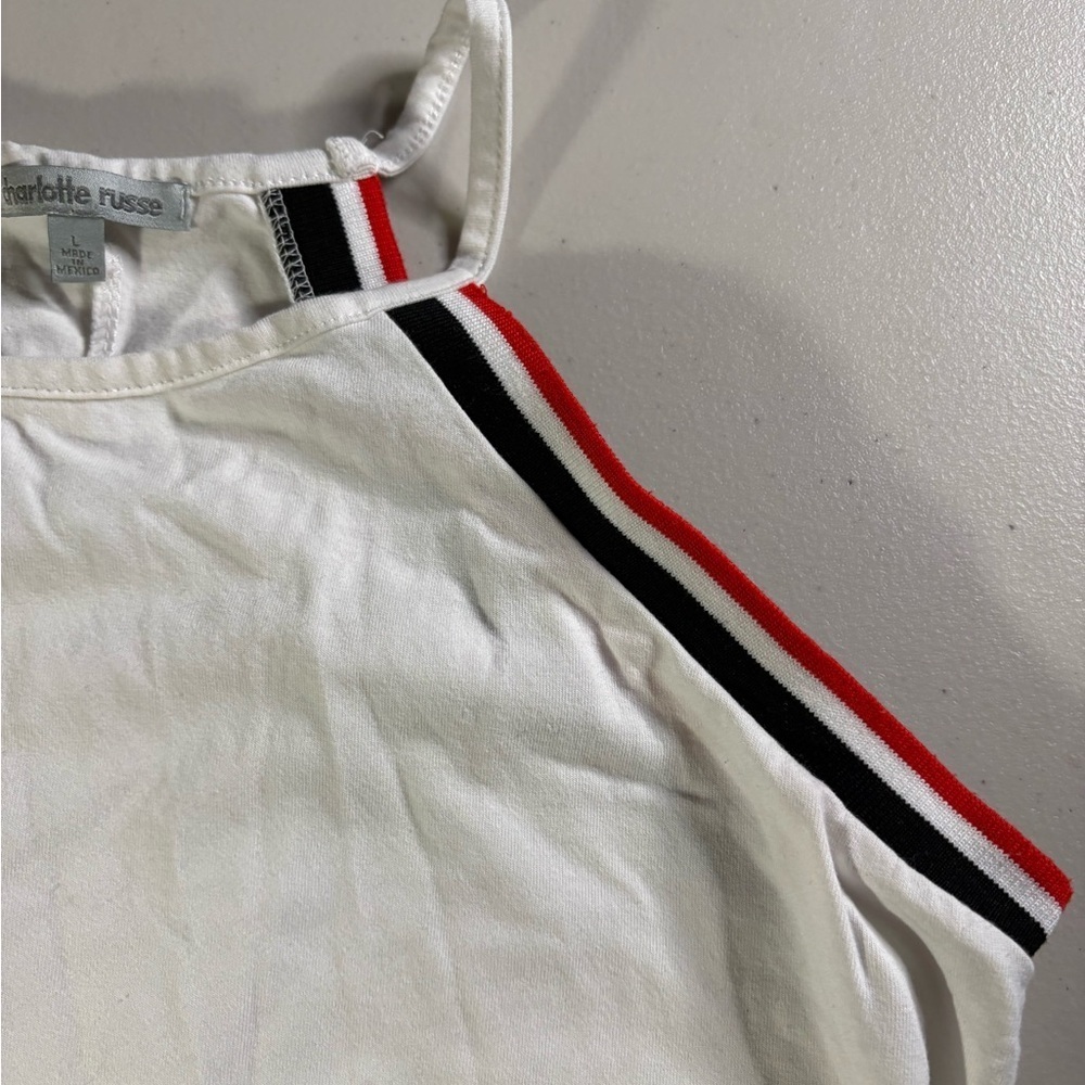Charlotte Russe Women’s Large White Bodysuit with Red and Black Trim - Picture 3 of 8